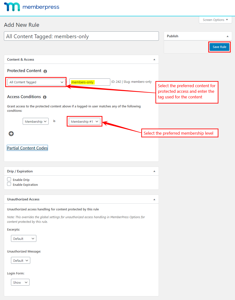 MemberPress Pro - Rules Setup