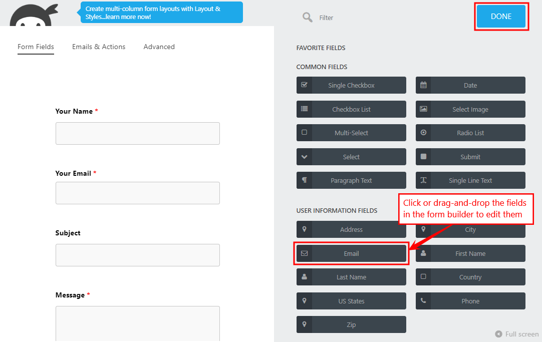 Ninja Forms - Form builder dashboard