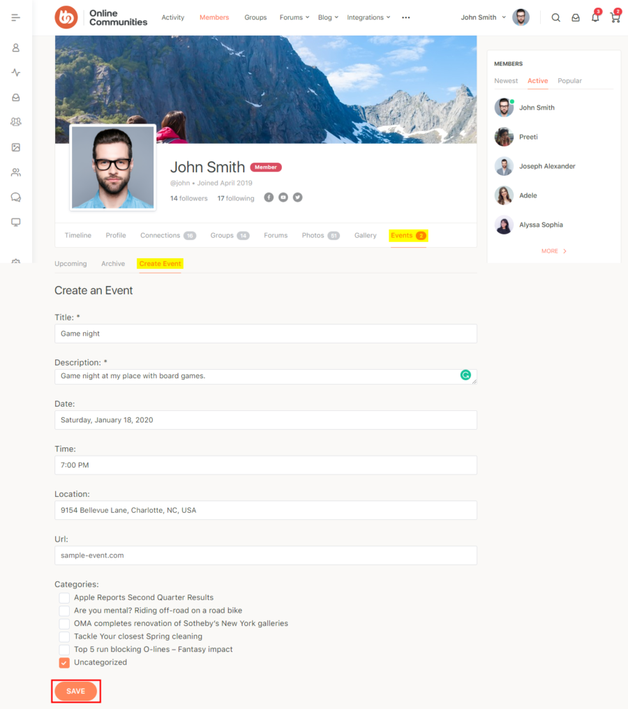 BuddyPress Simple Events • BuddyBoss