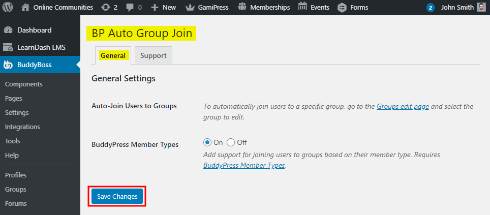 BP Auto Group Join - Setting up the plugin