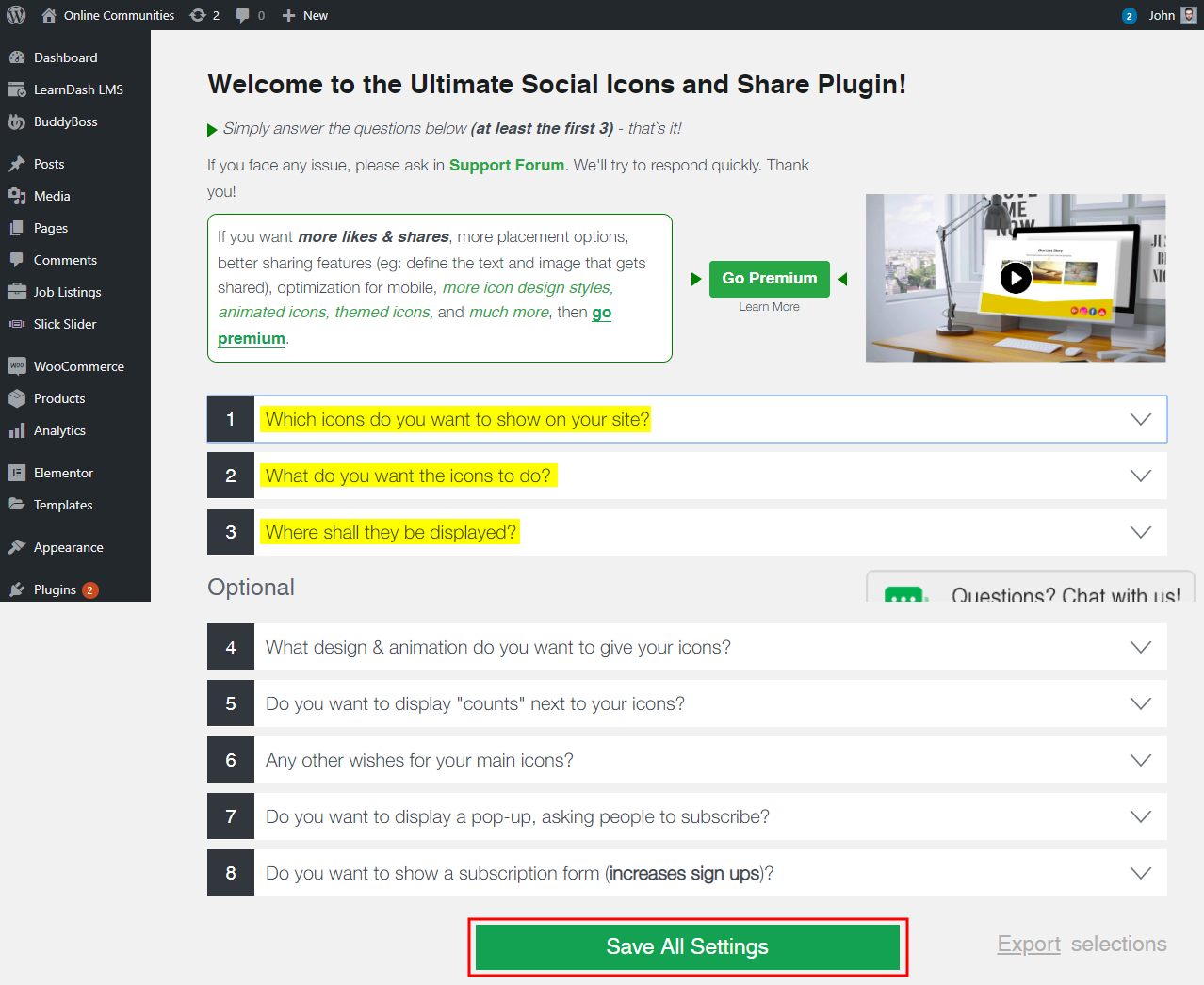 Social Media Share Buttons & Social Sharing Icons - Setting up the plugin