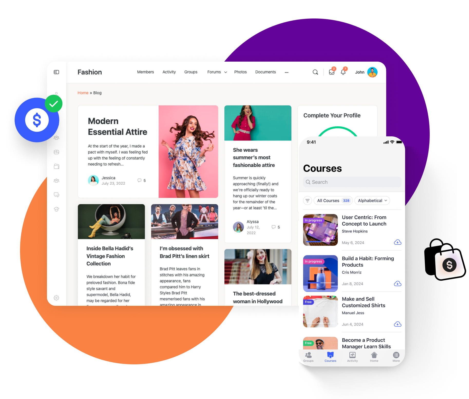 A BuddyBoss community on web and mobile