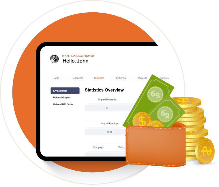 BuddyBoss affiliate dashboard with earnings