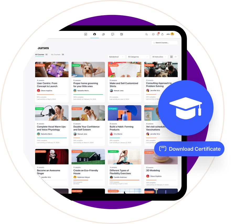 A BuddyBoss course catalogue