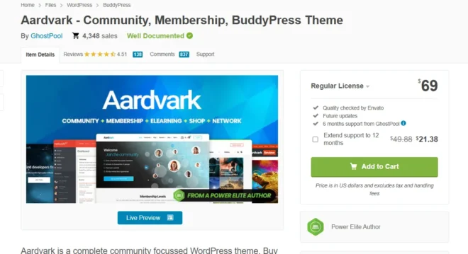 Aardvark- Best WordPress Social Community theme