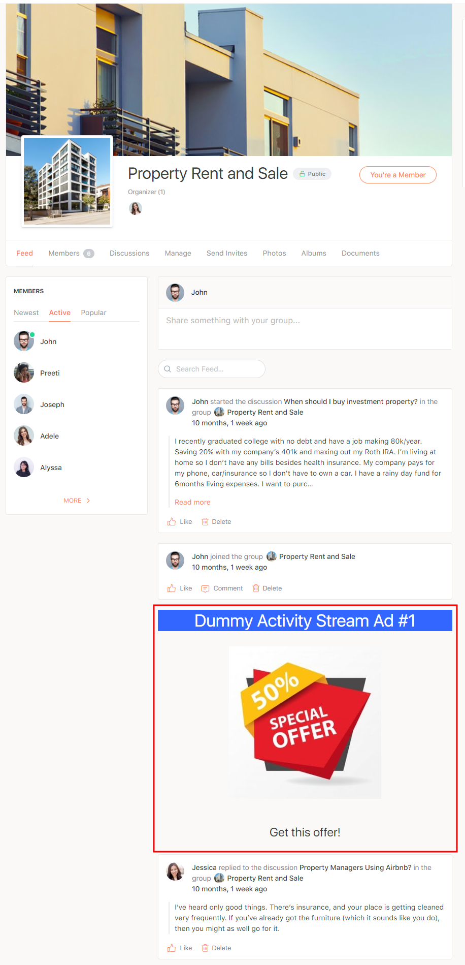 Advanced Ads Pro   BuddyBoss Integration   Ad preview on Group's feed