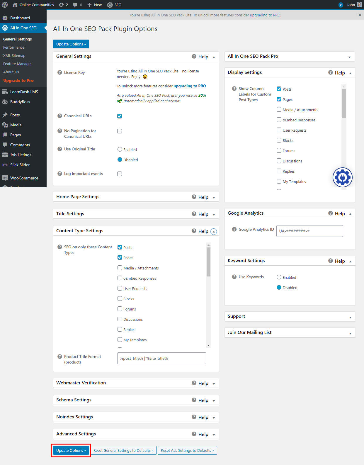 All In One Seo Pack e28093 Setting Up The Plugin | BuddyBoss All in One SEO Pack Setting up the plugin