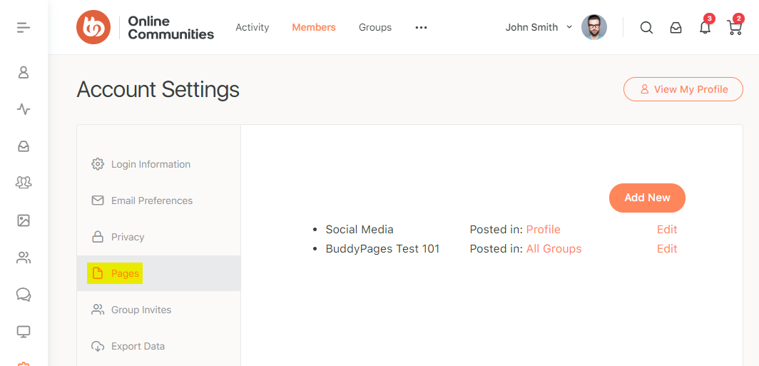 Buddypages List Of All Pages Posted By A User | BuddyBoss BuddyPages List of all pages posted by a user