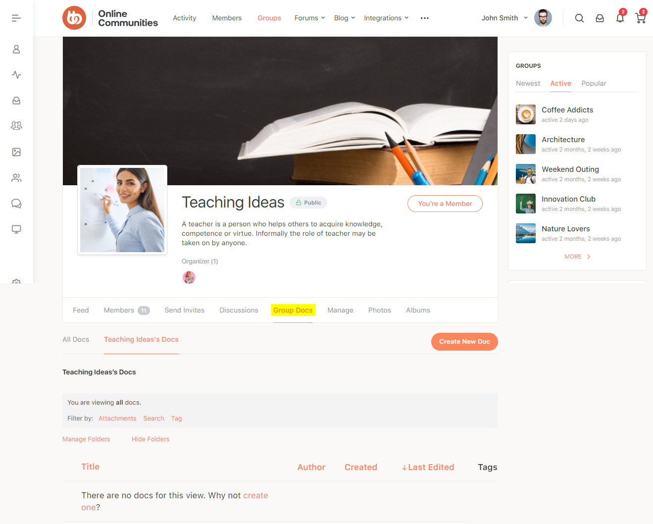 Buddypress Docs Docs Tab On A Group | BuddyBoss BuddyPress Docs Docs tab on a group