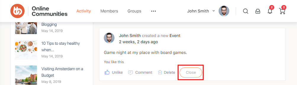 BuddyPress Lock Unlock Activity   Locking an activity for comments
