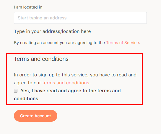BuddyPress Simple Terms And Conditions   Preview on account creation page