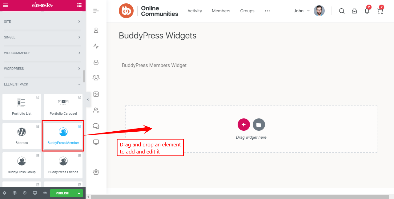 Element Pack  Adding an element to a page or post