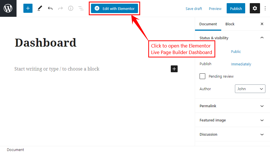 Elementor Member Dashboard   Opening the Elementor Live Page Builder Dashboard