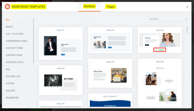 Elementor Sections and Widgets | BuddyBoss