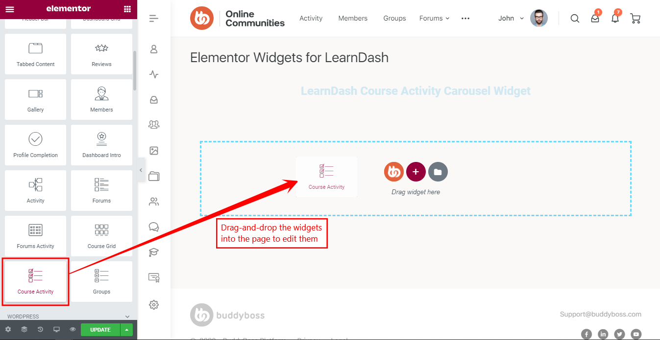Elementor Widgets for LearnDash   Adding the LearnDash Course Activity widget to a page