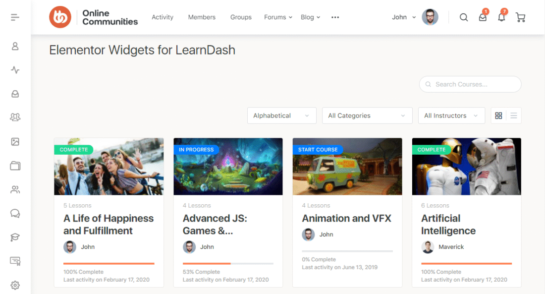 Elementor Widgets for LearnDash | BuddyBoss