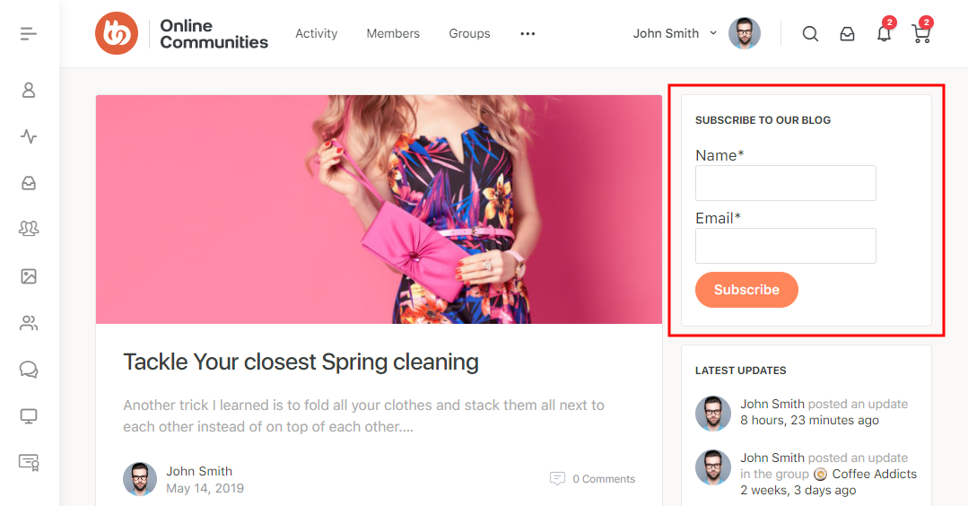 Email Subscribers  Newsletters   Preview of the form widget on a page or post