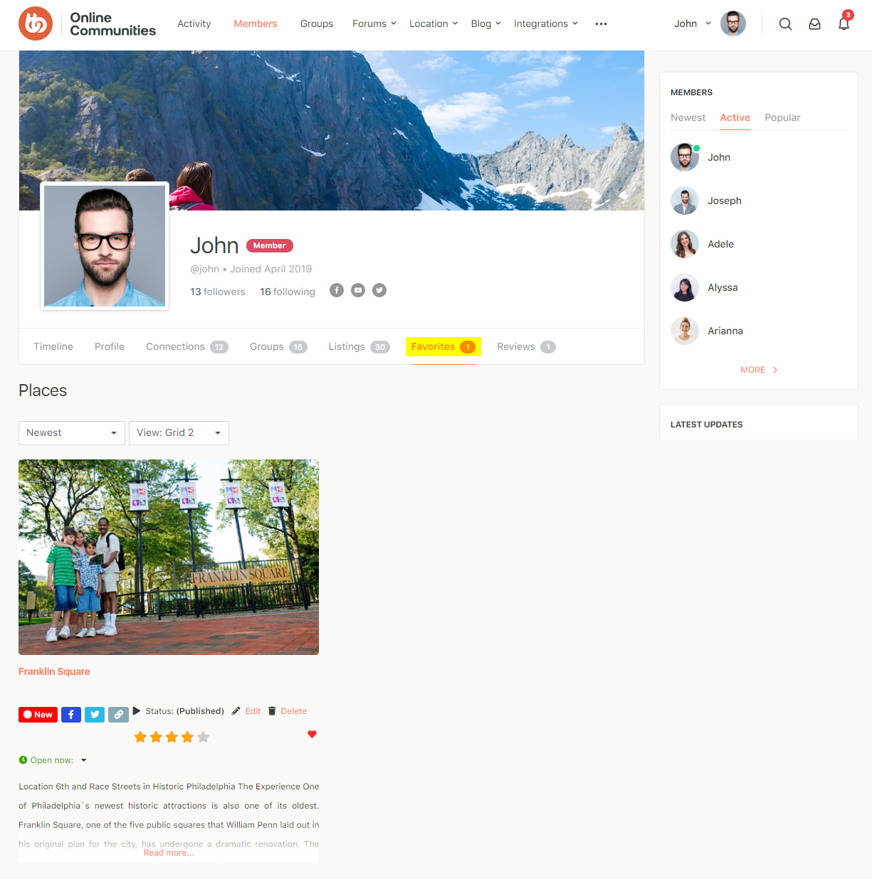 GeoDirectory   BuddyPress Integration   Favorites tab preview