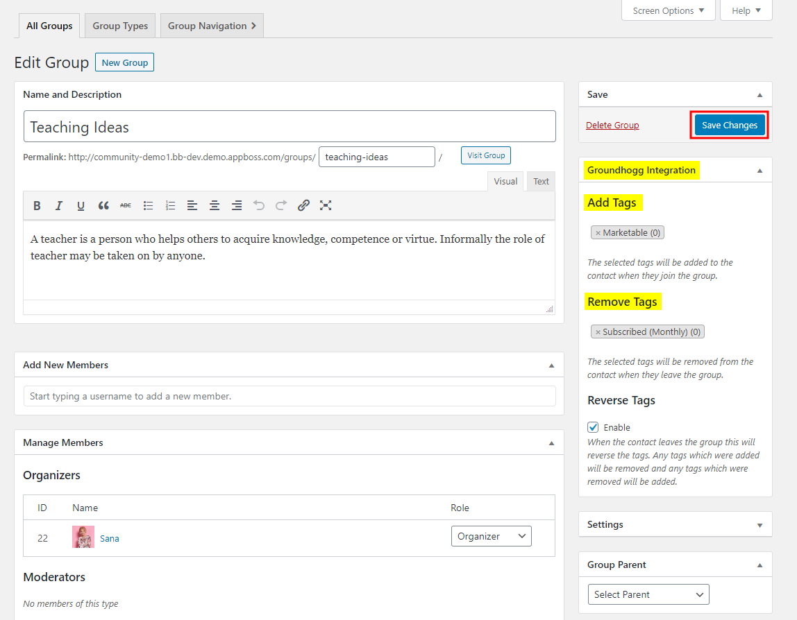 Groundhogg   BuddyBoss Integration   Adding tags based on social groups