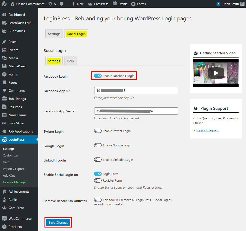 LoginPress Add ons Setting up the Social Login add on