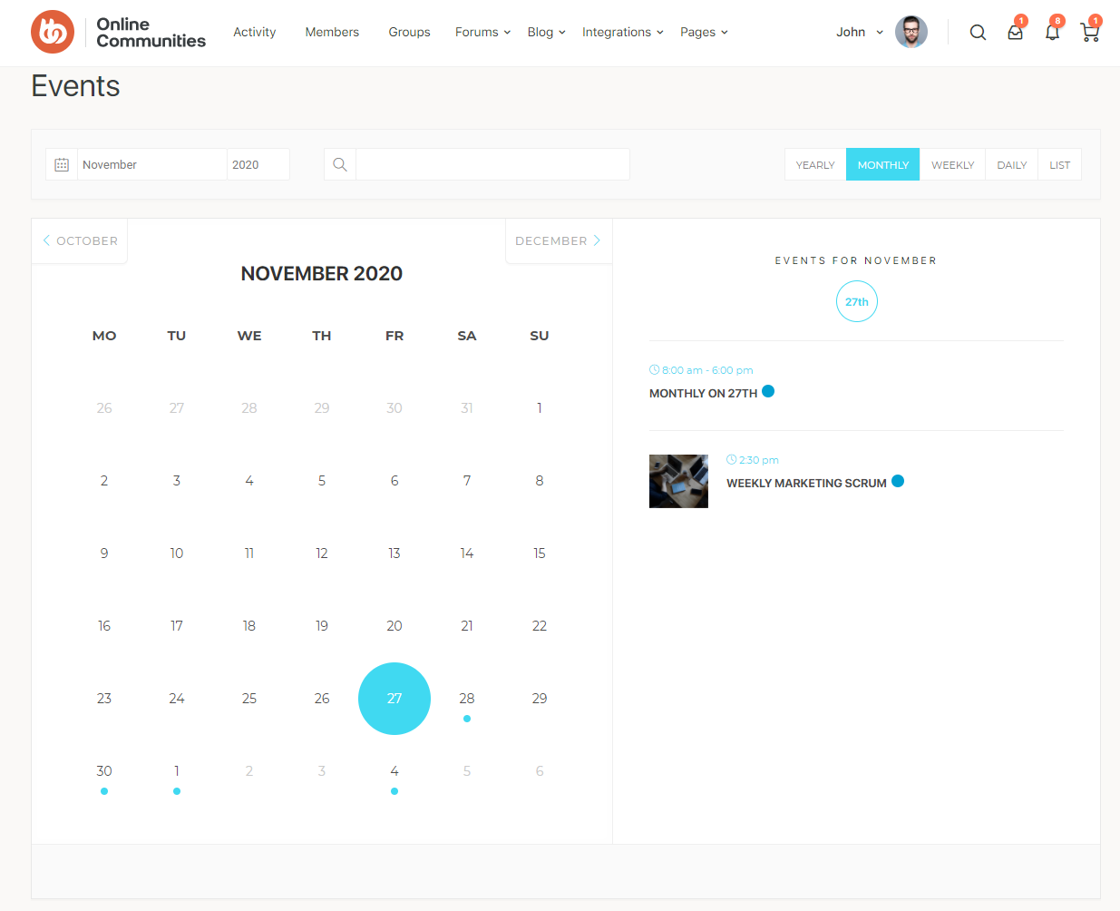 Modern Events Calendar   Monthly view preview