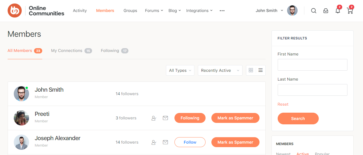 One Click Mark Spammer   Mark a Spammer button on Members Directory