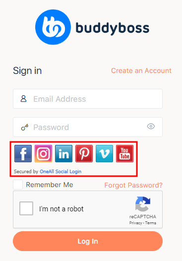 Social Login   Social networks on the login page