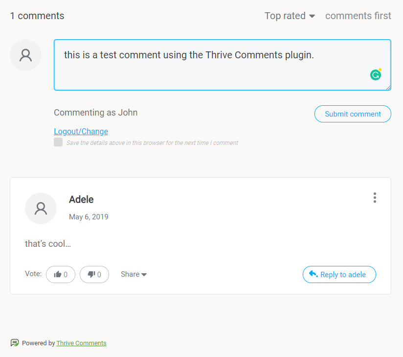 Thrive Comments   Comments preview