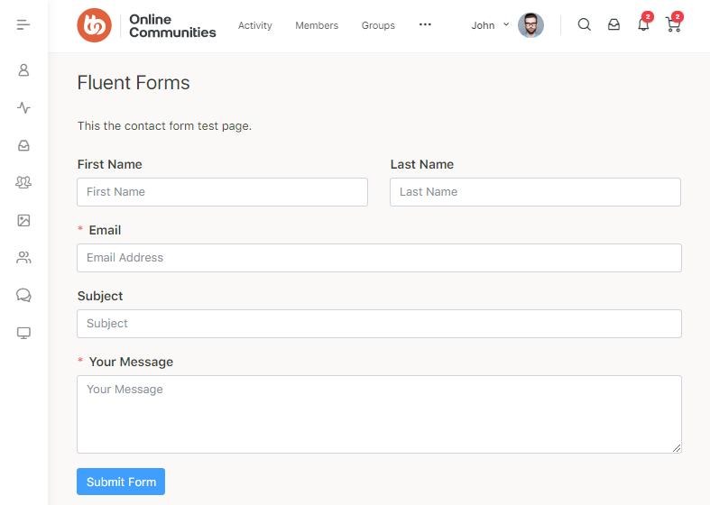 WP Fluent Forms   Form Preview with the BuddyBoss Theme