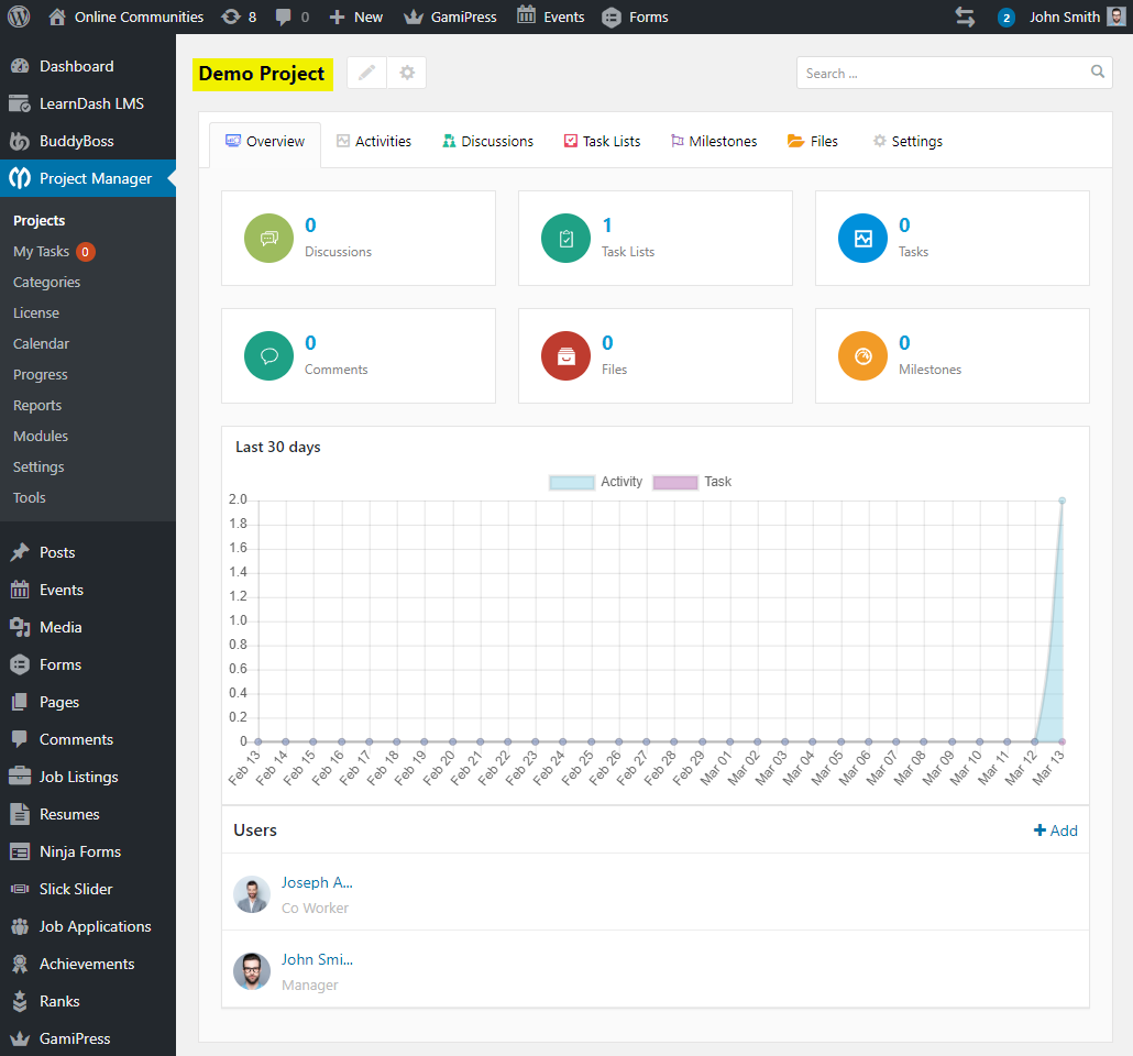 Wp Project Manager New Project Preview | BuddyBoss WP Project Manager New project preview