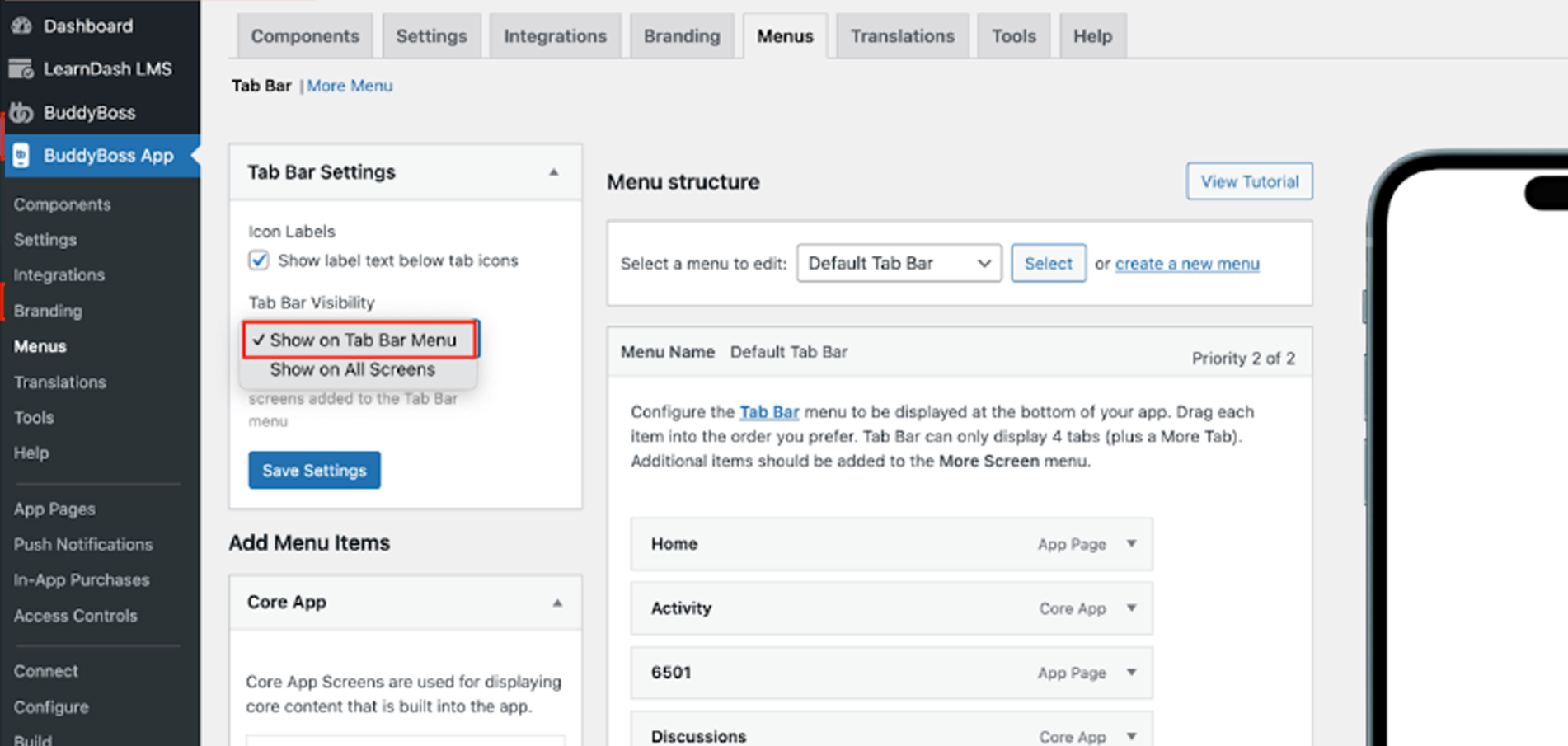 image | BuddyBoss BuddyBoss App Tab Bar Visibility
