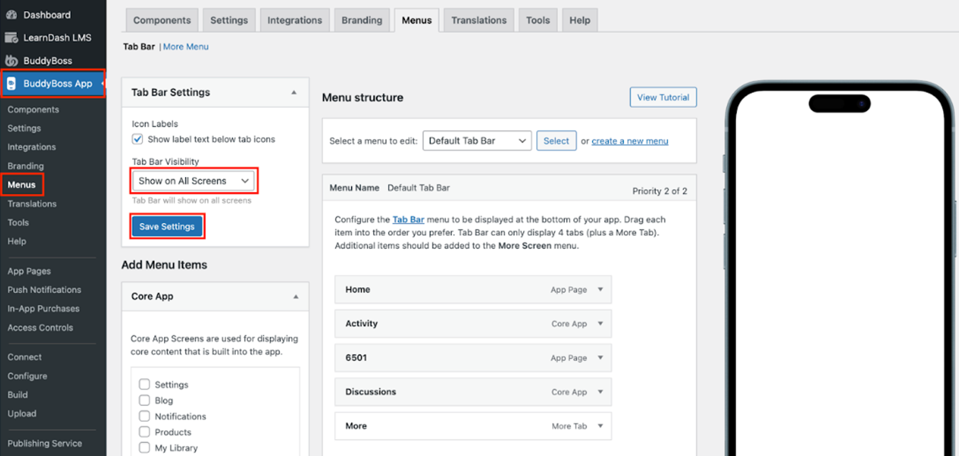 image | BuddyBoss BuddyBoss App Tab Bar Visibility