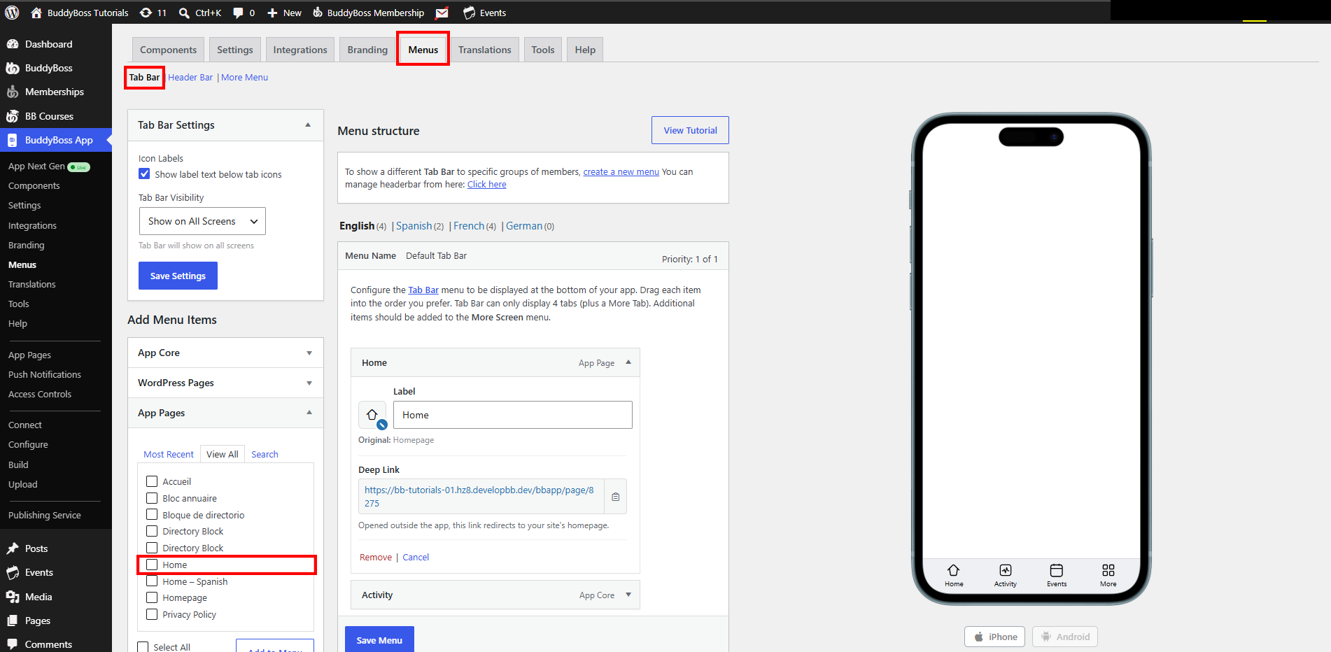 BuddyBoss App Homepage