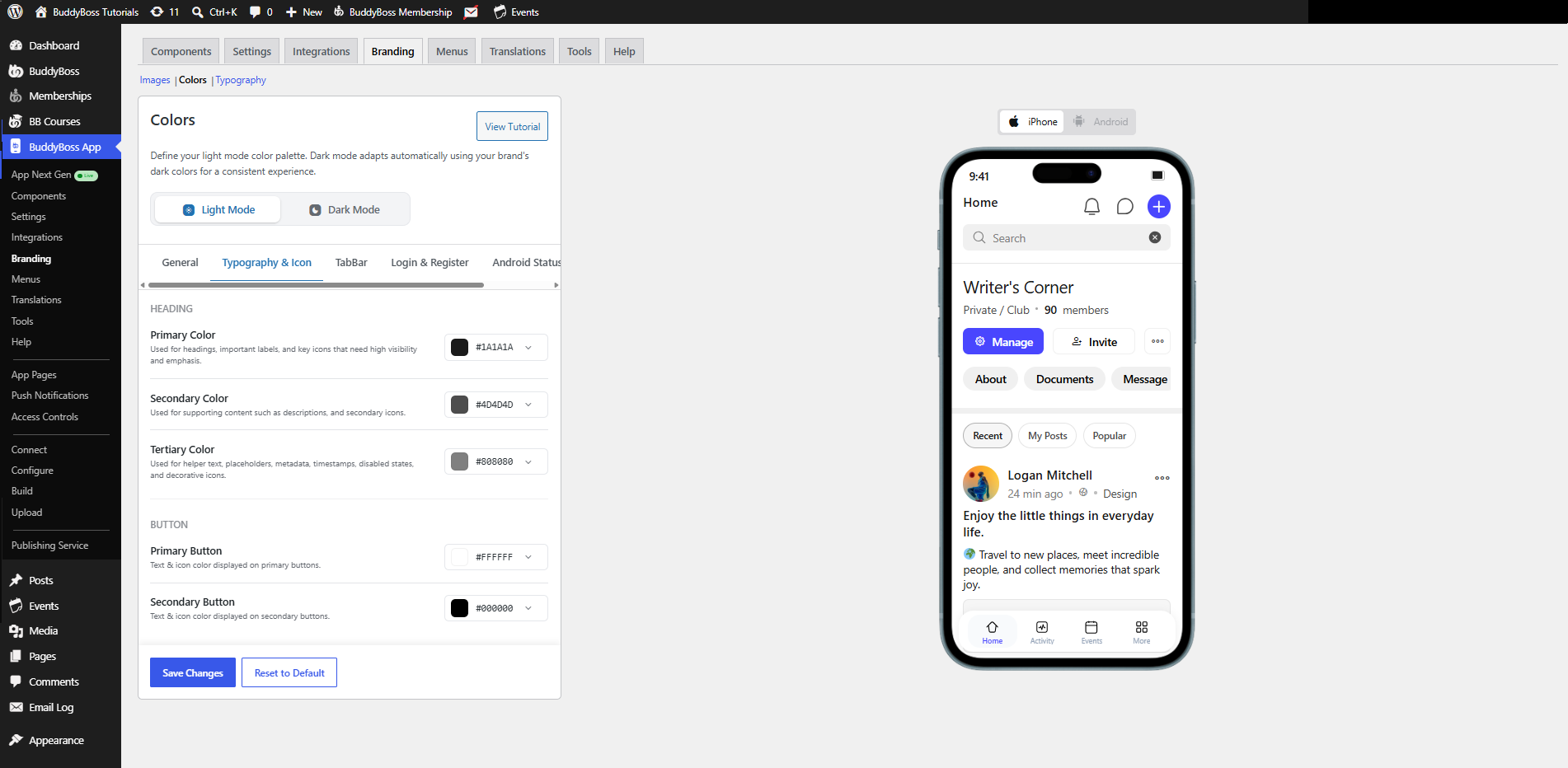 BuddyBoss App Colors