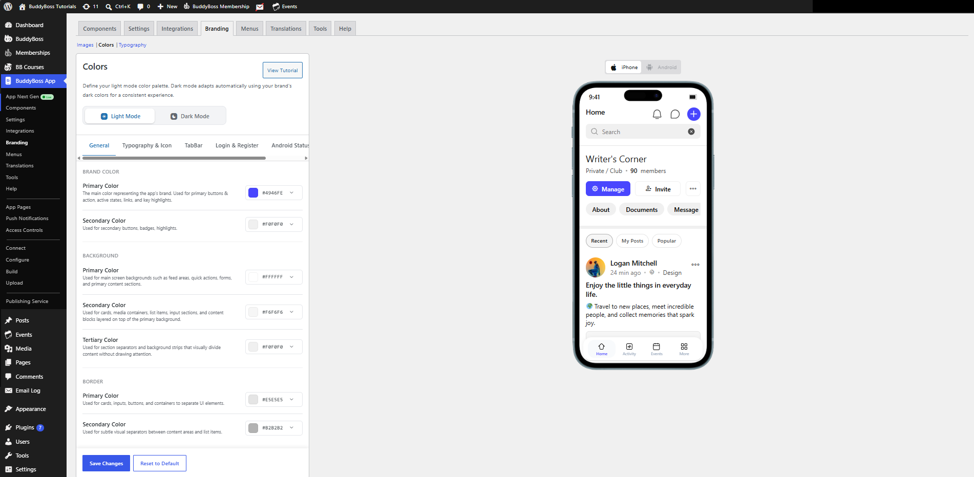 BuddyBoss App Colors