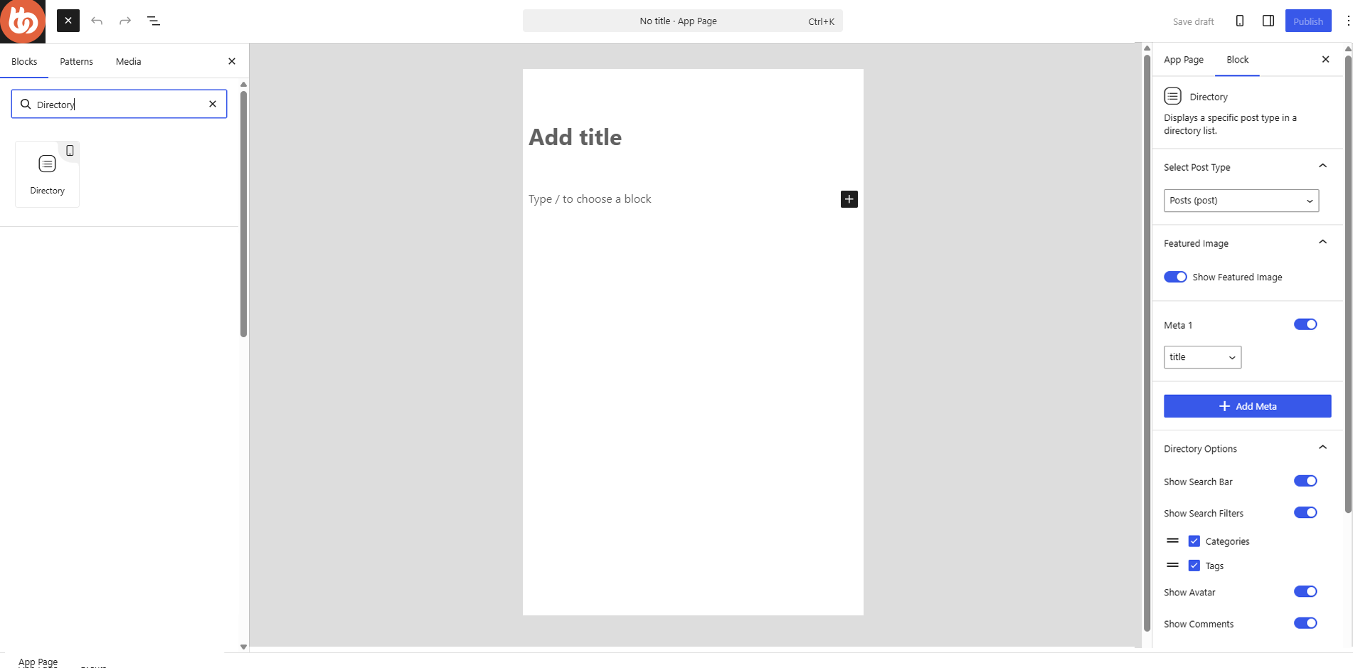 BuddyBoss App Directory Block