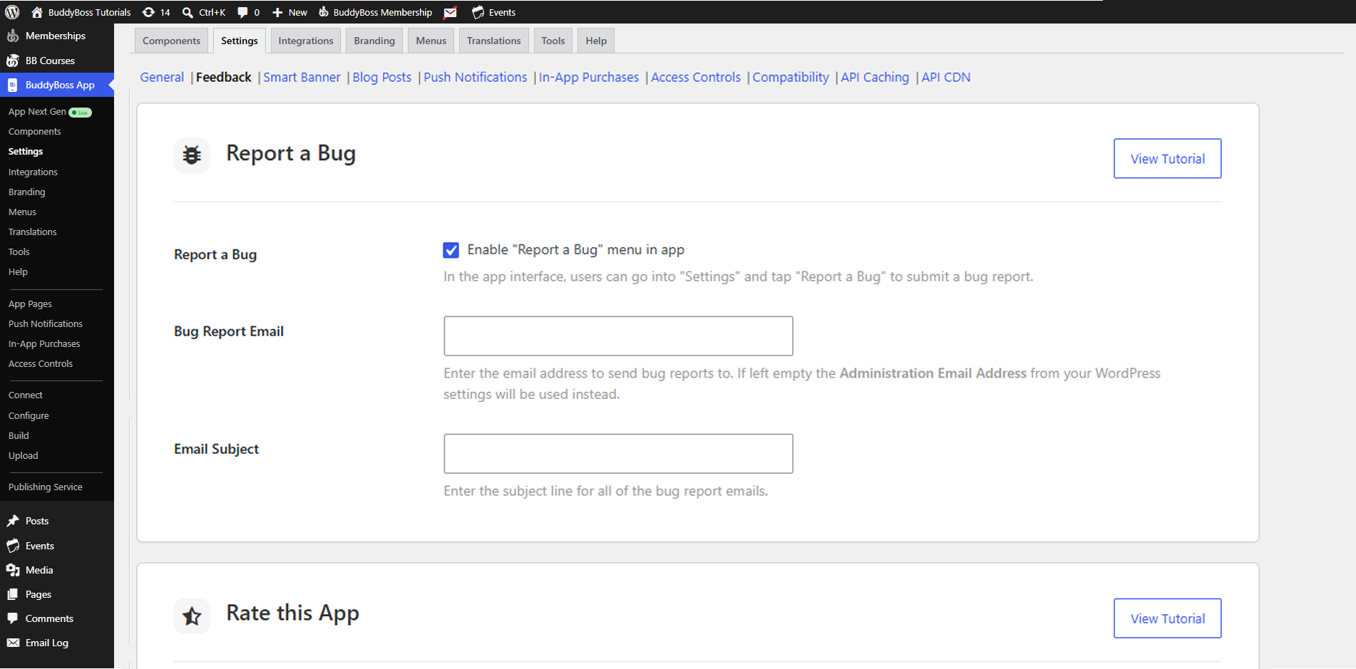 BuddyBoss App Report a Bug Feature 