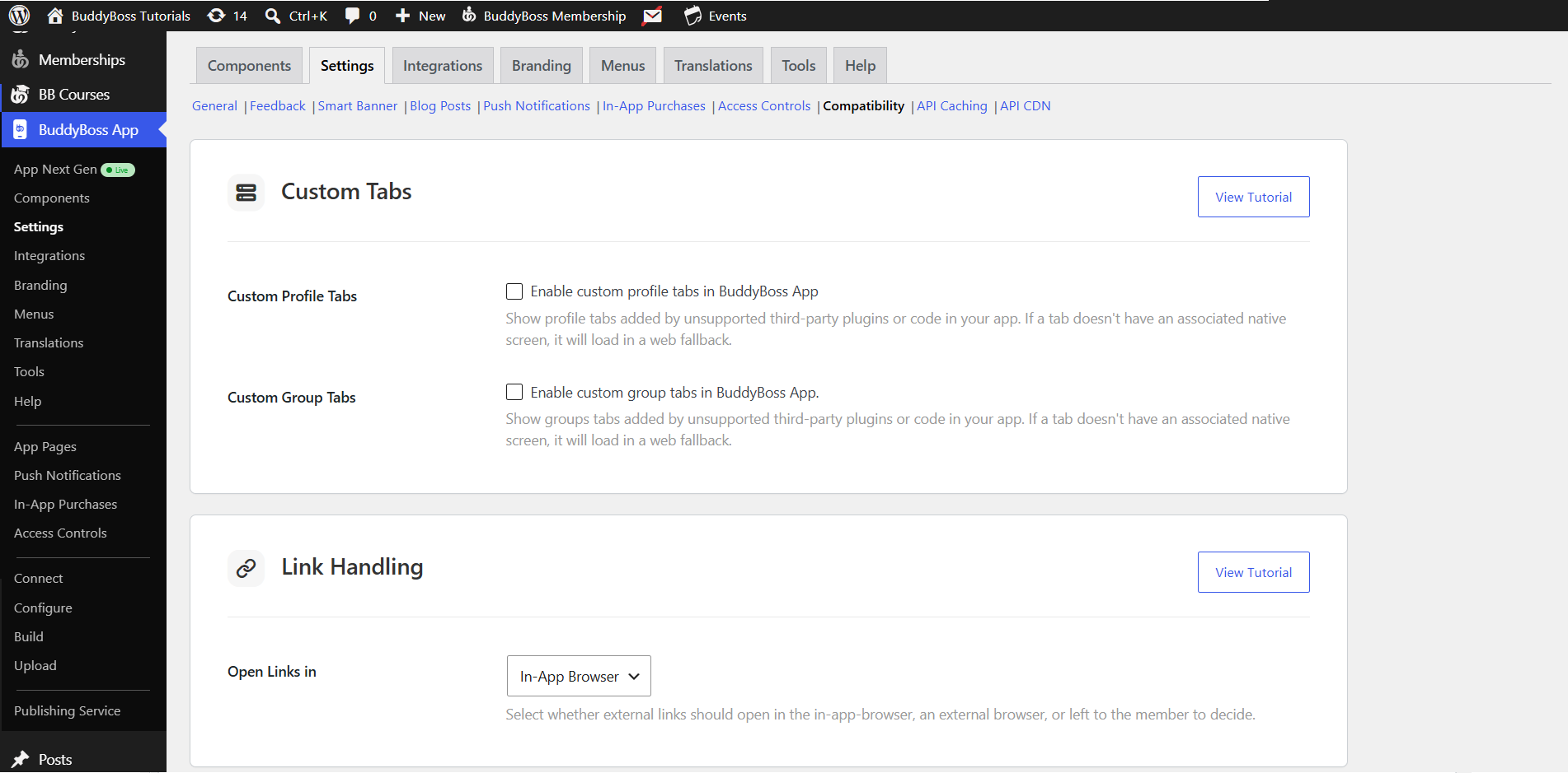 BuddyBoss App Custom Profile and Group Tabs
