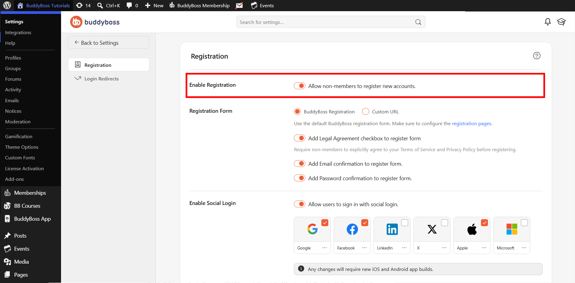 BuddyBoss App User Registration