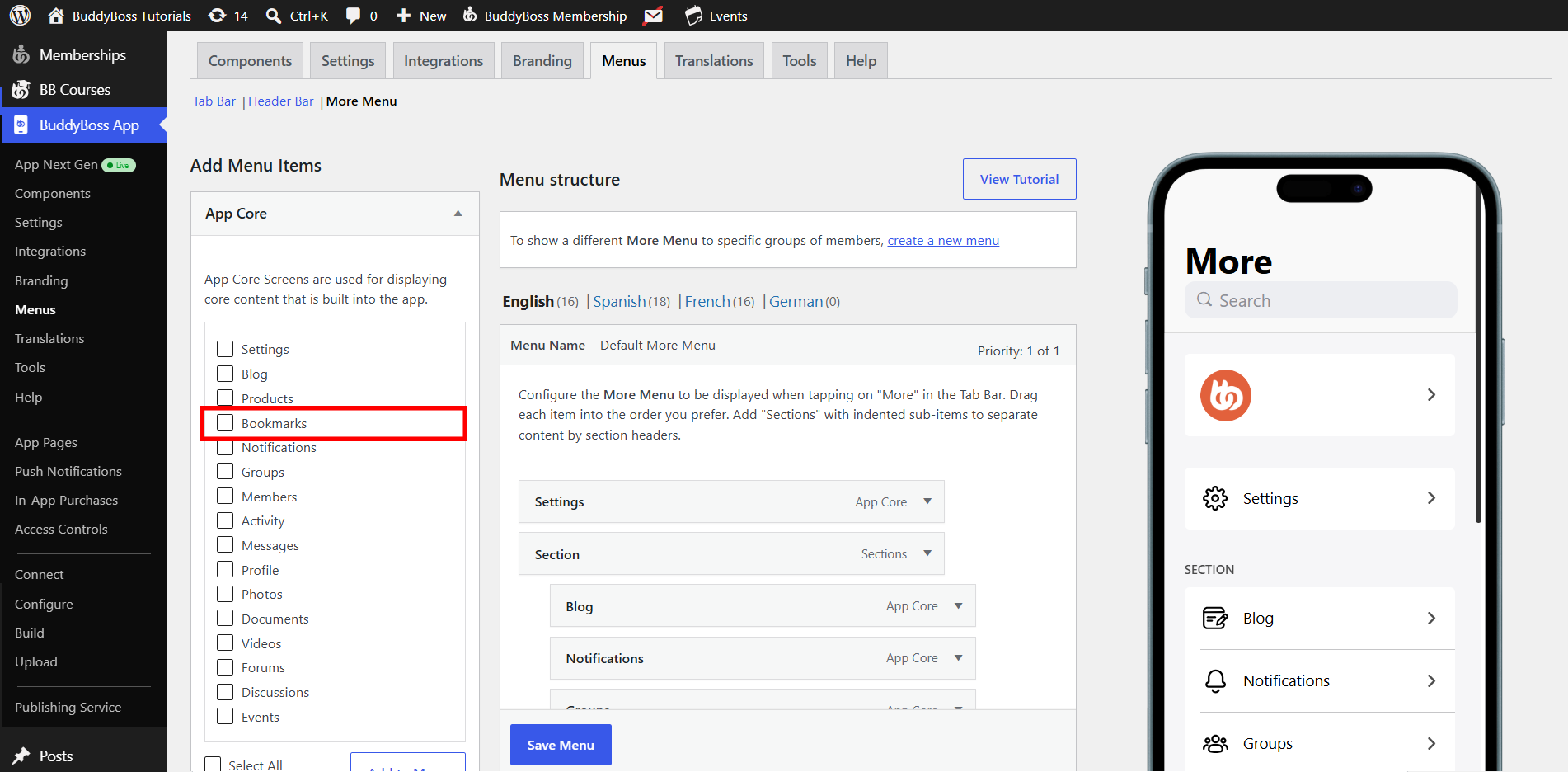 BuddyBoss App Bookmark Feature