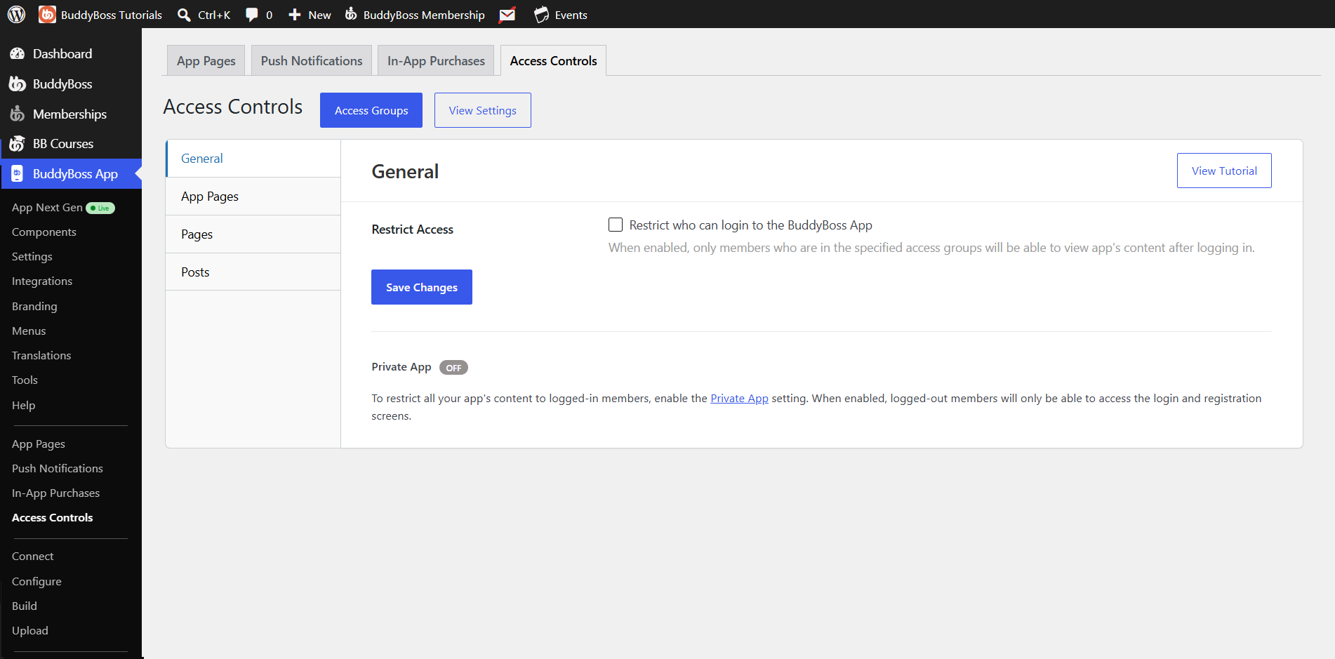 BuddyBoss App Access Rules