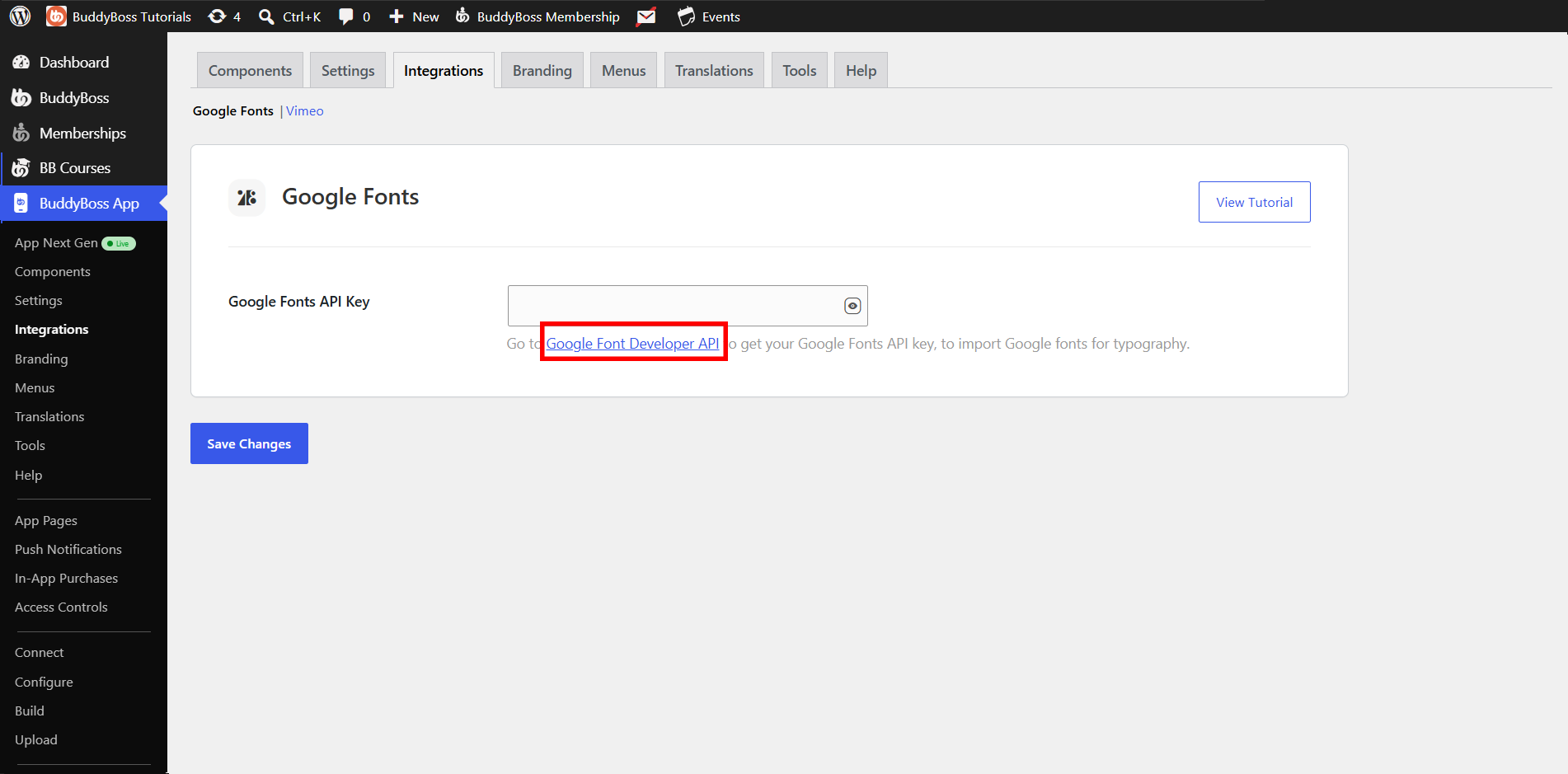 Google Fonts in BuddyBoss App 