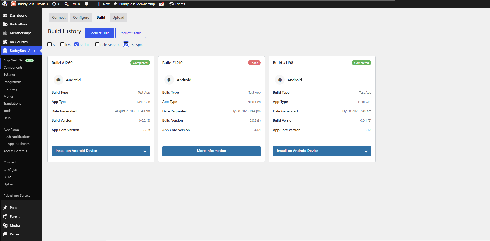 BuddyBoss Android Test App Builds 
