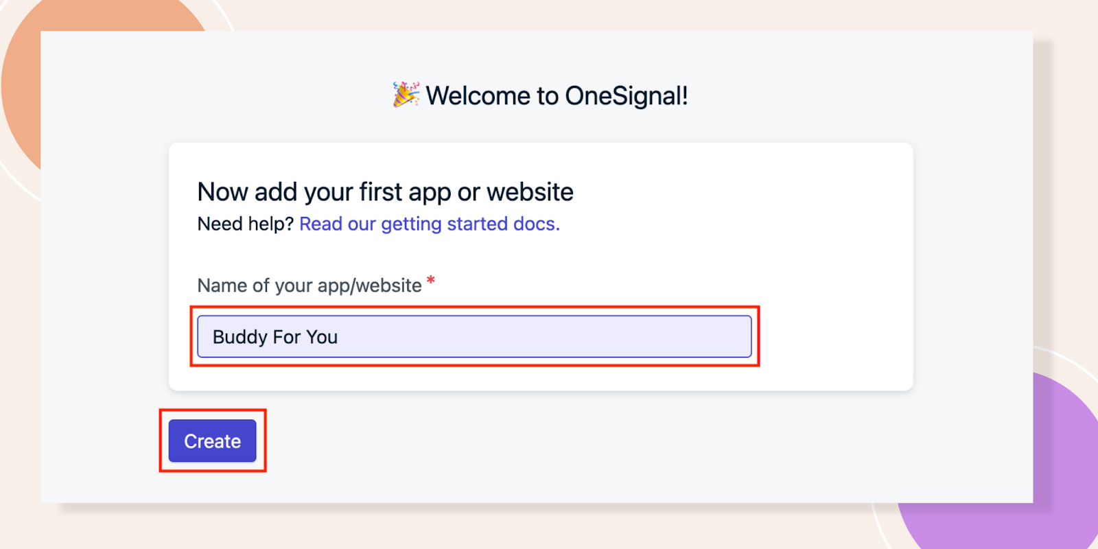 Enter the Name of your App Website
