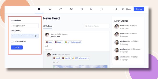 This screenshot shows how the login widget will appear in your website