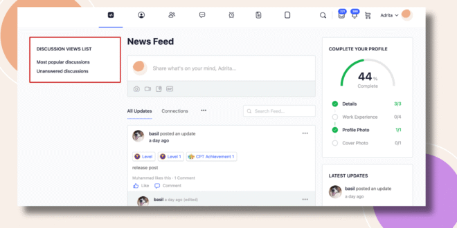 This screenshot shows how the Forum Discussion View List Widget is displayed in the website's frontend.,