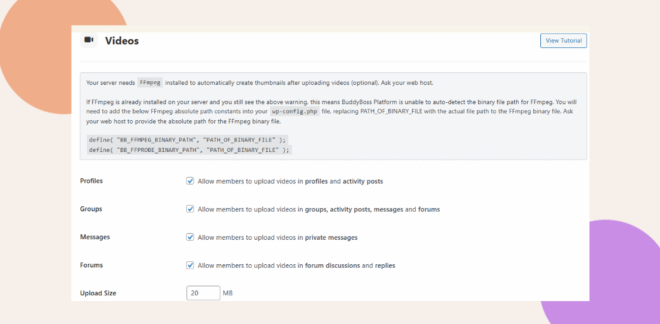 This screenshot shows where you can enable the video upload option