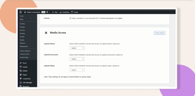 This screenshot shows where to setup media access control