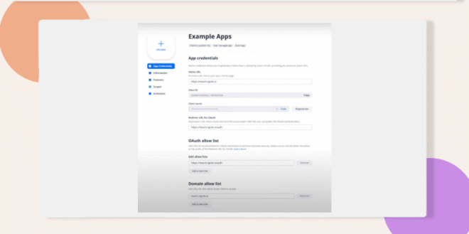This screenshot shows the example app details that one should fill up