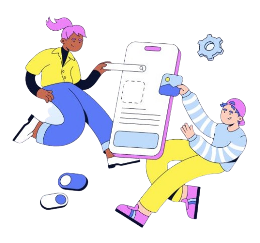 Youngmanandwomandevelopingamobileappvectorillustrationclipartremovebgpreview | BuddyBoss online community app